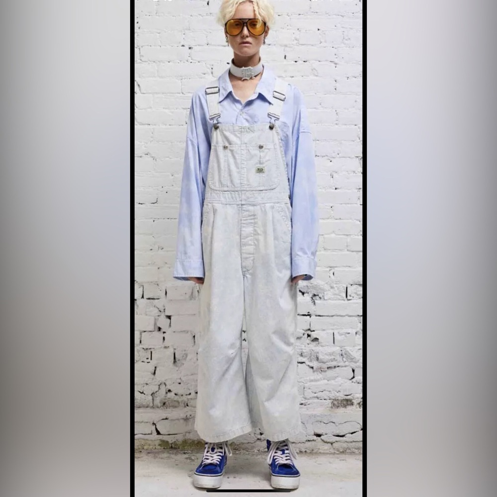 R13 Women’s Oversize Overalls Crop Jeans Cloud Blue Wash Sz L $495+ NWT